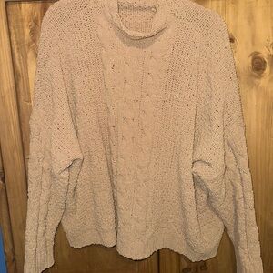 Umgee Cable Knit Turtleneck Sweater - Beige